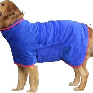 ATUBAN Dog Drying Coat-Fast Drying Dog Towel Robe-Adjustable Collar&Belly Strap Fast Drying Coat Pet Dog Cat Bath Robe Towel