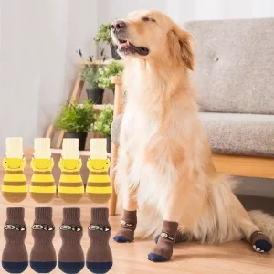 Big Dog Socks to Prevent Licking for Hardwood Floors Pet Hot/Cold Pavement Traction Control Non Skid Anti Slip Dog Paw Protector
