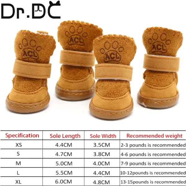Dr.DC Pet Autumn and Winter Shoes Warm Cotton Shoes for Dogs and Cats for Dogs Snow Boots for Pets Non-slip Foot Covers - Image 2