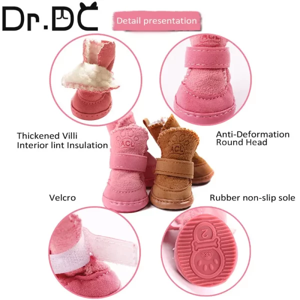 Dr.DC Pet Autumn and Winter Shoes Warm Cotton Shoes for Dogs and Cats for Dogs Snow Boots for Pets Non-slip Foot Covers - Image 3