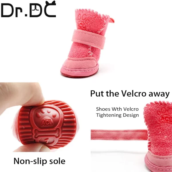 Dr.DC Pet Autumn and Winter Shoes Warm Cotton Shoes for Dogs and Cats for Dogs Snow Boots for Pets Non-slip Foot Covers - Image 4