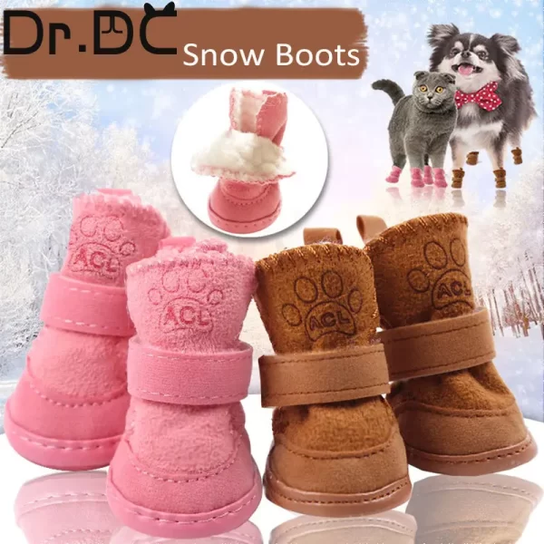 Dr.DC Pet Autumn and Winter Shoes Warm Cotton Shoes for Dogs and Cats for Dogs Snow Boots for Pets Non-slip Foot Covers