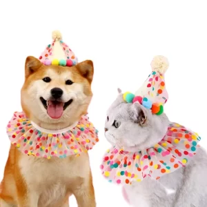 Pet Birthday Party Dog Hat Dot Lace Cat Bib Cute Small Medium Dogs Costume Cap Pet Products Puppy Accessories