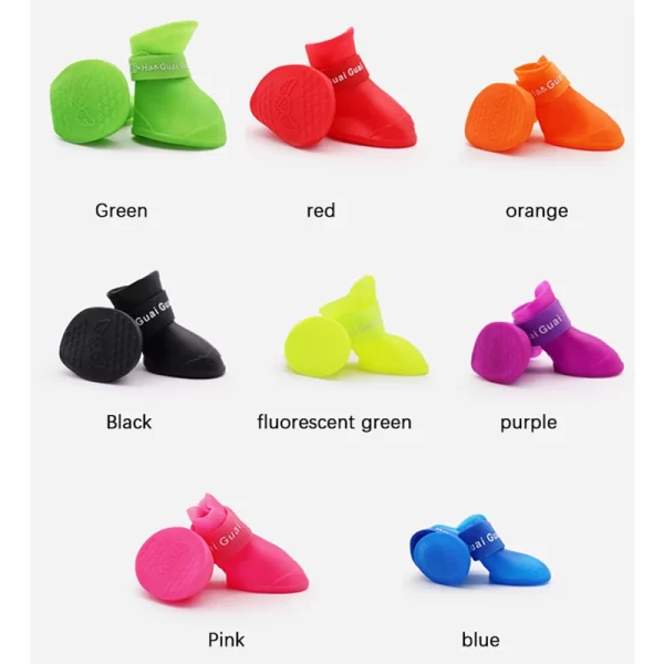 Pet silicone rain shoes anti-dirty non-slip waterproof dog shoes soft bottom footwear small dogs cats teddy Shoes - Image 3