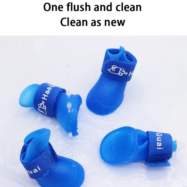 Pet silicone rain shoes anti-dirty non-slip waterproof dog shoes soft bottom footwear small dogs cats teddy Shoes - Image 4
