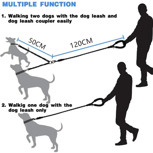 WALK 2 Two DOGS Leash COUPLER Double Twin Lead Walking Dog Leashes - Image 3