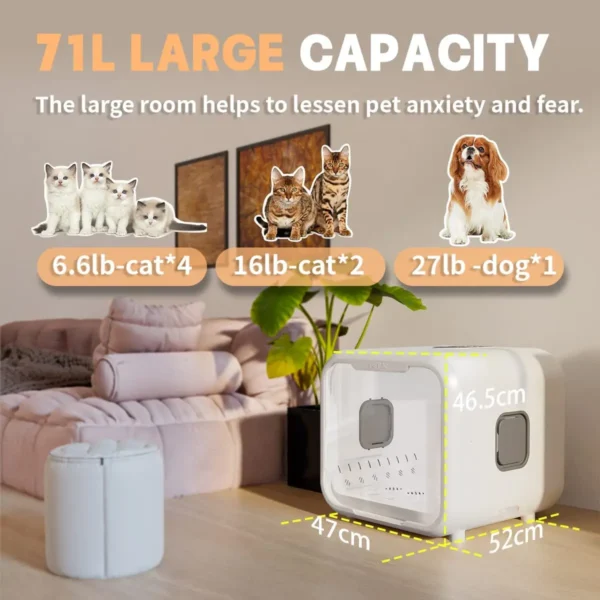 PETJC 66L Pet Dog Hair Dryer Cat Ultraviolet Sterilization Drying Box Automatically Mute Noise Pet Hair Dryers for Cat Puppies - Image 5