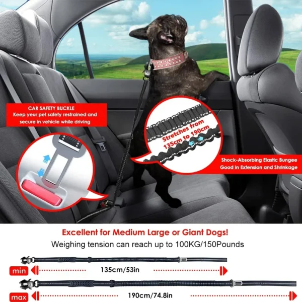 Tactical Bungee Dog Leash Reflective Heavy Duty Dog Leash for Medium Large Dog Training Shock Absorbing Dogs Leash Car Seatbelt - Image 3