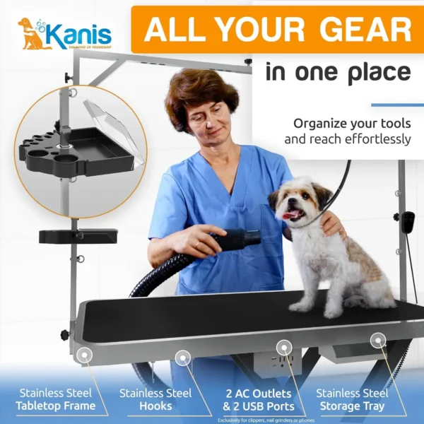 Professional Electric Dog Grooming Table - Heavy Duty, Height Adjustable Pet Grooming Table w/Leveling Wheels, Dog Grooming Arm - Image 4