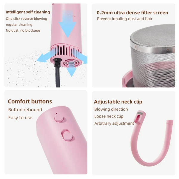 High-Power Pet Hair Dryer, Silent, Energy-Saving, Neck Hanging, Portable, Hair Pulling Machine for Dogs, Quick Drying, Beauty - Image 5