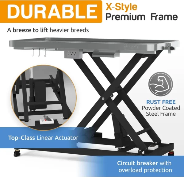 Professional Electric Dog Grooming Table - Heavy Duty, Height Adjustable Pet Grooming Table w/Leveling Wheels, Dog Grooming Arm - Image 2