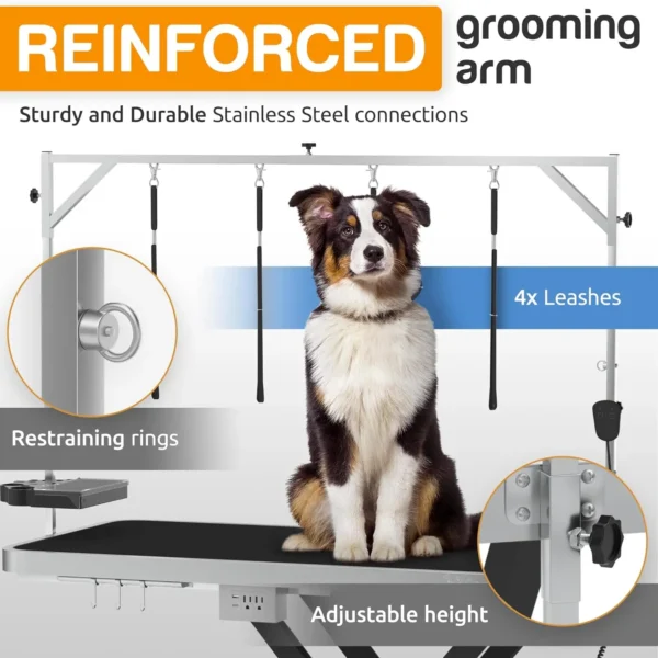 Professional Electric Dog Grooming Table - Heavy Duty, Height Adjustable Pet Grooming Table w/Leveling Wheels, Dog Grooming Arm - Image 6